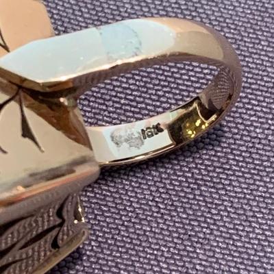 18k Yellow Gold Evening Ring with HUGE Stone Size 7 1/2 - 8