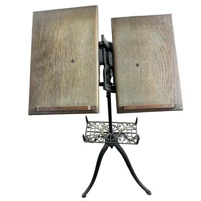 Antique Cast Iron Lambie Bible, Dictionary, Music Stand with Cast Iron Base