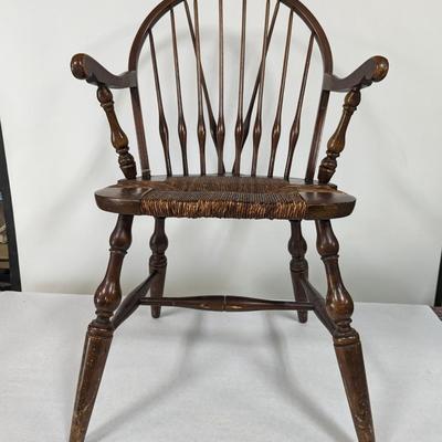 Vintage Wooden Chair With Rattan Seat