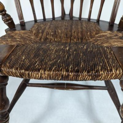 Vintage Wooden Chair With Rattan Seat