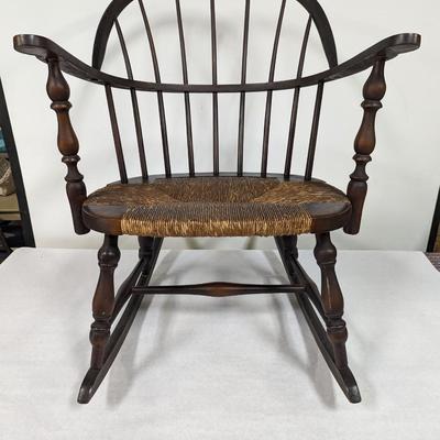 Vintage Wooden Rocker With Rattan Seat