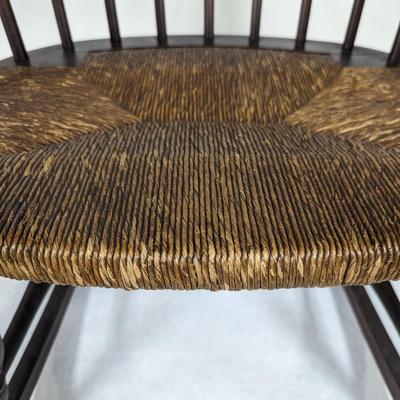 Vintage Wooden Rocker With Rattan Seat
