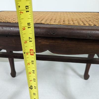 Vintage End Table With Rattan Top