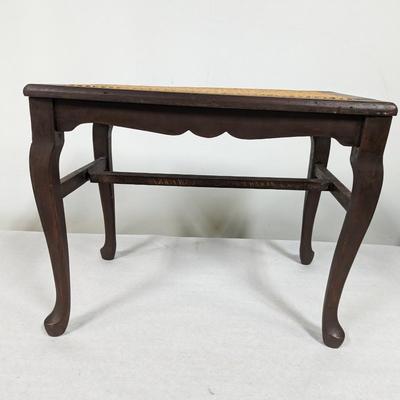 Vintage End Table With Rattan Top