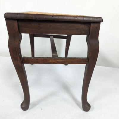 Vintage End Table With Rattan Top