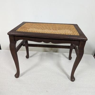 Vintage End Table With Rattan Top