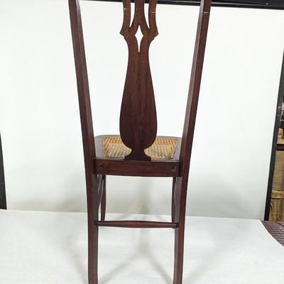 Vintage Wooden Chair With Rattan Seat