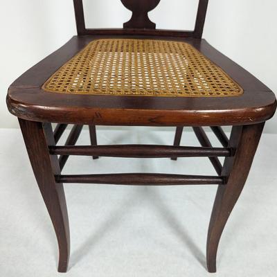 Vintage Wooden Chair With Rattan Seat