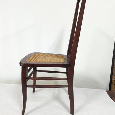 Vintage Wooden Chair With Rattan Seat
