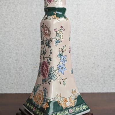 Vintage Lamp Ceramic Asian Inspired Works Square Base
