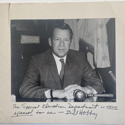 Lieutenant Governor of Texas Bill Hobby signed photo