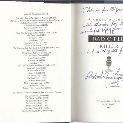 The Radio Red Killer Richard A. Lupoff signed book