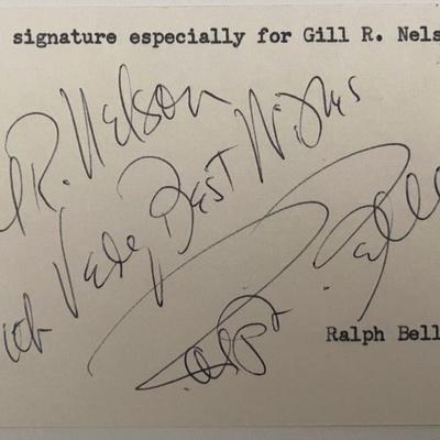 Ralph Bellamy personal signed note