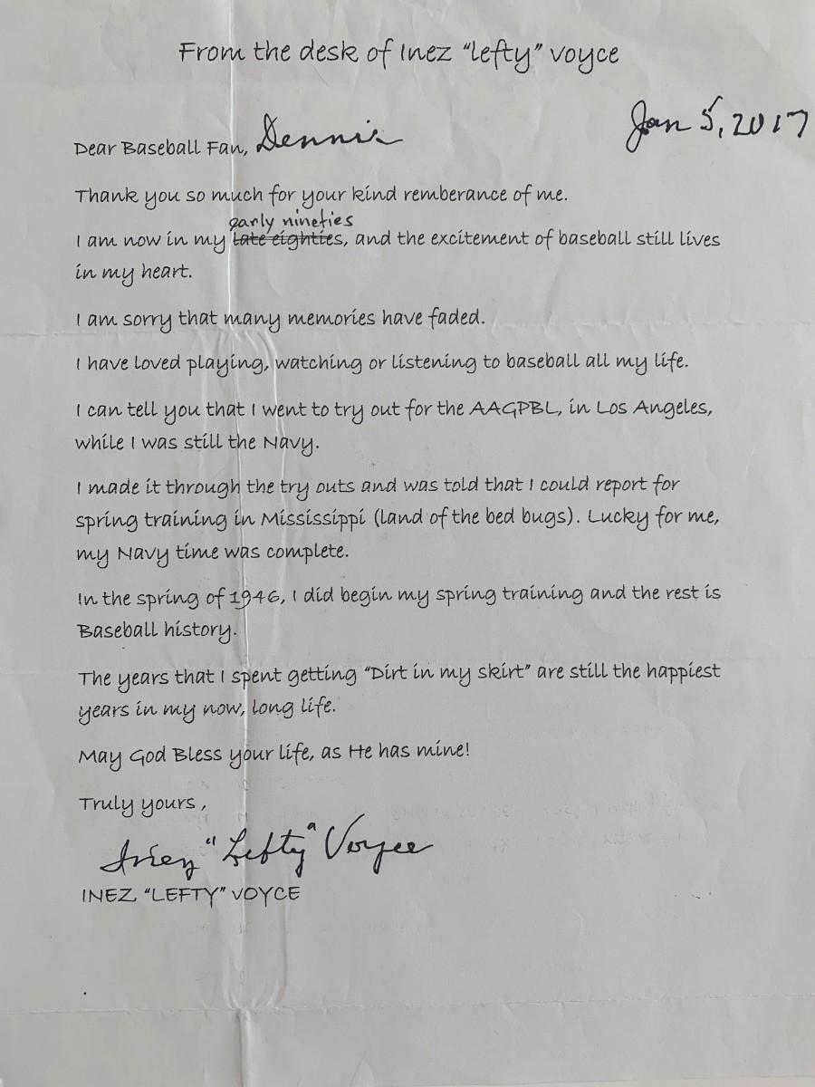 Inez Voyce Signed Note