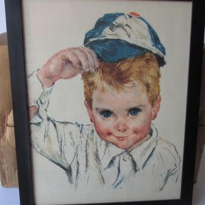 Vintage Picture of Adorable Little Boy Wearing Cap