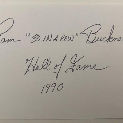 Bowling HOF 1990 Pam Buckner signed note