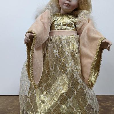 Vintage Seymour Mann Ceramic Doll Angel Gold Dress