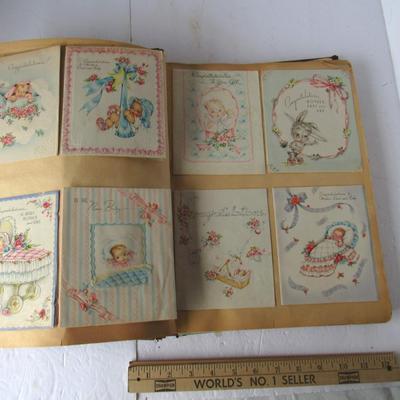 Old Scrap Book With Old Used Greeting Cards