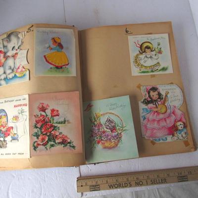 Old Scrap Book With Old Used Greeting Cards