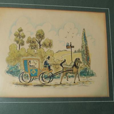 Vintage Framed Print, Horse and Buggy