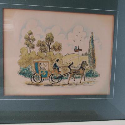 Vintage Framed Print, Horse and Buggy