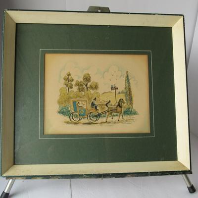 Vintage Framed Print, Horse and Buggy