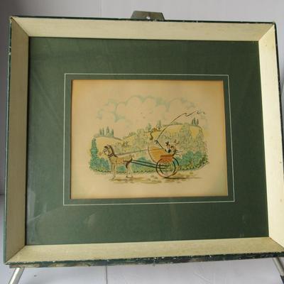 Vintage Framed Print, Horse and Carriage