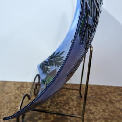 EveArt Cardinal Glass Bird Bath on Metal Display Stand