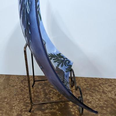 EveArt Cardinal Glass Bird Bath on Metal Display Stand