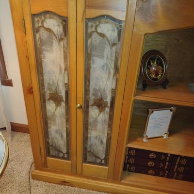 Solid Wood Media Cabinet with Bi-Fold Glass Doors- Approx 73 1/2