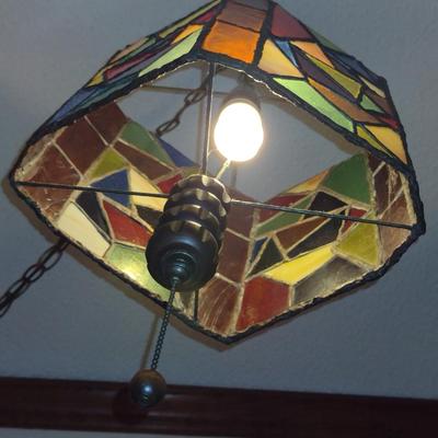 Vintage Stained Glass Hanging Light