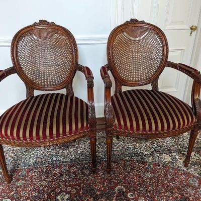 French Louis XV Caned Back Chairs by Fairfield