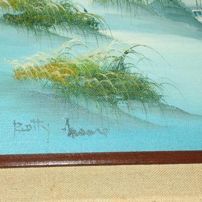 Signed, Framed Seascape Painting- Approx 13" x 15"