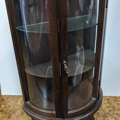 Vintage Half Circle Miniature Display Curio Cabinet Wooden and Glass