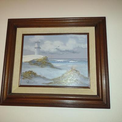 Signed, Framed Seascape Painting- Approx 13" x 15"