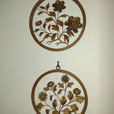 Set of Four Metal Floral Wall Decor
