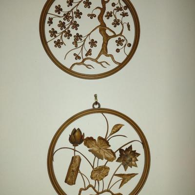 Set of Four Metal Floral Wall Decor