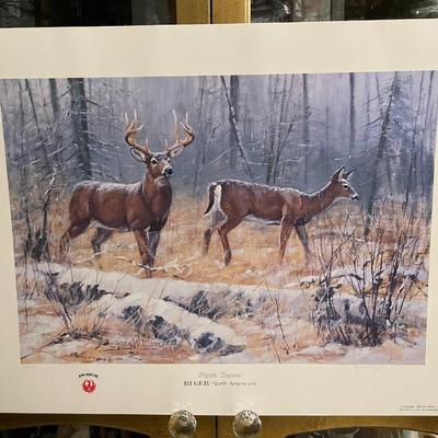 First Snow Deer Lithograph Artist Signed 758/950 18