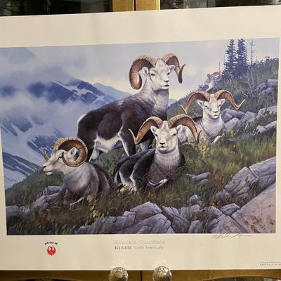 Mountain Guardians Lithograph by Michael Sieve Artist Signed 758/950 18" x 24" Unframed Shipped in a Tube.