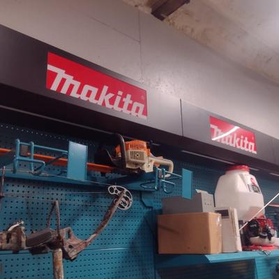Makita 3-Section Metal Frame Product Display with Peg Board (No Contents)
