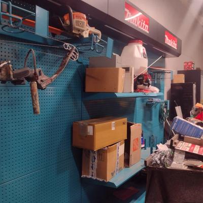 Makita 3-Section Metal Frame Product Display with Peg Board (No Contents)