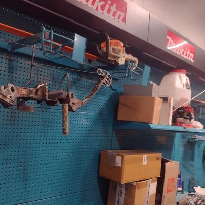 Makita 3-Section Metal Frame Product Display with Peg Board (No Contents)