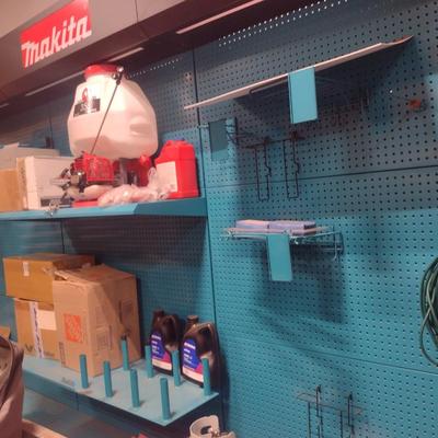 Makita 3-Section Metal Frame Product Display with Peg Board (No Contents)