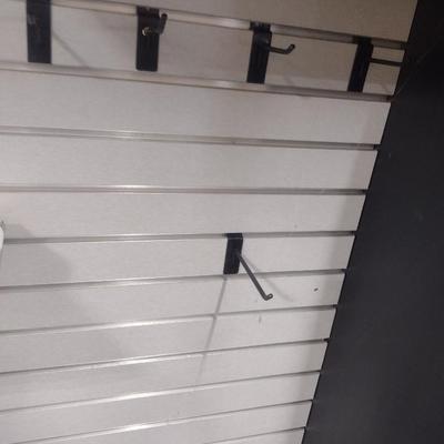 Glass Front Display Case with Slat Wood System for Shelving and Hooks (No Contents)