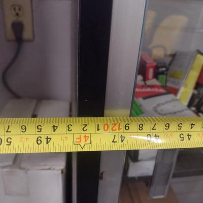 Glass Front Display Case with Slat Wood System for Shelving and Hooks (No Contents)