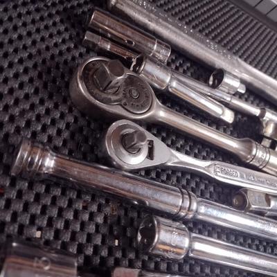 Bosch, Kobalt and Various Brands Six-Point Socket and Driver Sets, Ratchets Standard Drive 1/2" and 3/8", (#22h)