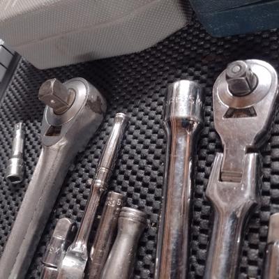 Bosch, Kobalt and Various Brands Six-Point Socket and Driver Sets, Ratchets Standard Drive 1/2" and 3/8", (#22h)