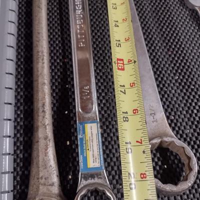 Set of Three Heavy Duty Large Size Standard Open End/ Box End Wrenches (#11d)