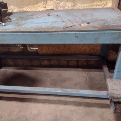 Steel Table Industrial Castor Roll Shop Table (No Contents)