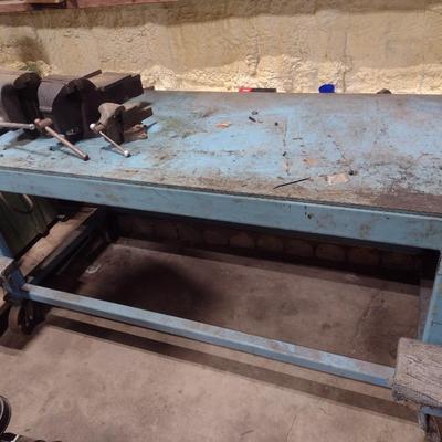 Steel Table Industrial Castor Roll Shop Table (No Contents)